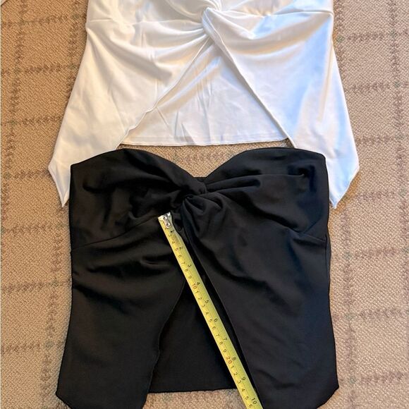 A Black & White strapless bandeau with twist in front, set of 2. S - Picture 6 of 11